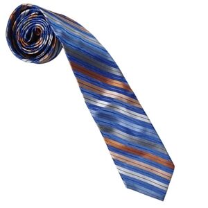Michael Kors Silk Diagonal Striped Tie in Blues & Oranges